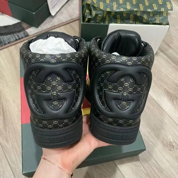 NIB Authentic Gucci x Dapper Dan Mens Black High Top Sneaker - Picture 5 of 6